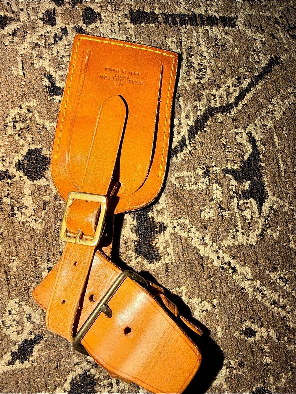 Louis Vuitton Vachetta Leather Luggage Tag and Poignet Set